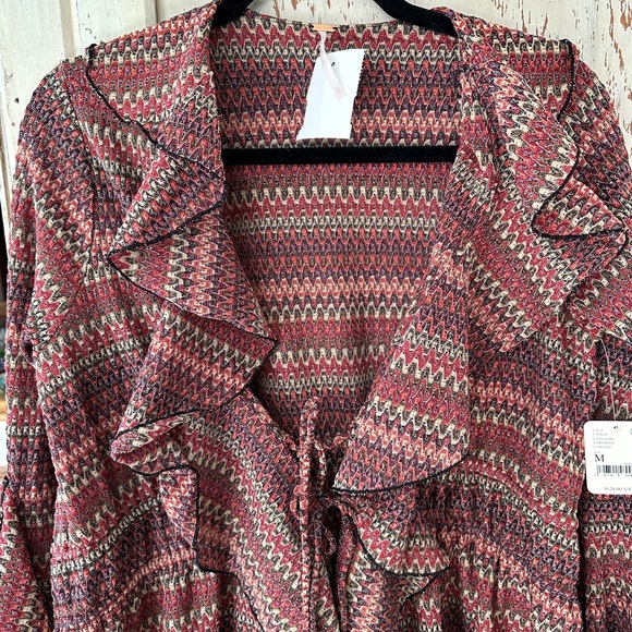 FREE PEOPLE PALMA RUFFLE TIE FRONT TUNIC NWT - Picture 8 of 10